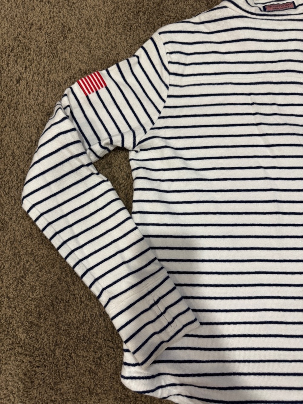 Vineyard Vines White & Navy Striped Quarter-Zip - Picture 8 of 10